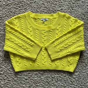 Chartreuse Cropped Knit Sweater Top